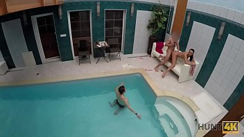 HUNT4K. Brunette picked up and nicely fucked in private poolside