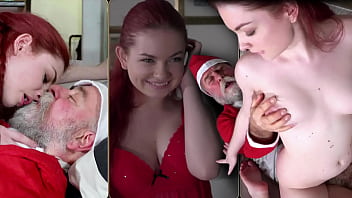 Santa fucks a pretty little redhead in her sweet tight pussy for Xmas