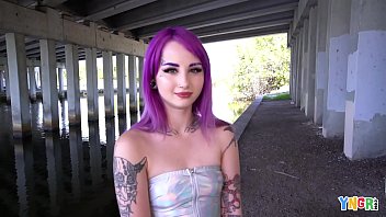 YNGR – Hot Inked Purple Hair Punk Teen Gets Banged