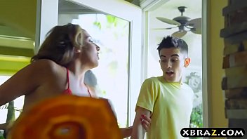 Young guy gets lucky with three MILFS at this bbq party