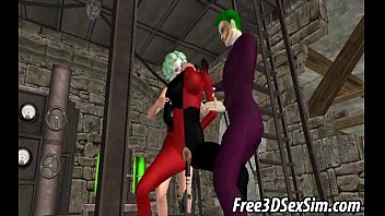 3D cartoon Harley Quinn getting her pussy toyed