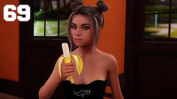 Being A DIK #69 – Beautiful Brunette With Messy Bun Eats A Banana In The Library