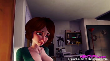 MILF 3D HENTAI SHORT HAIR GREEN SHIRT BIG CHEST SHORT AND RED PANTIES THONG GIVING IN THE BEDROOM