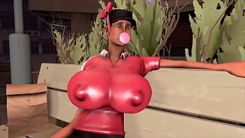 TF2 Femscout bubblegum breast expansion animation