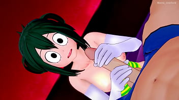 Tsuyu Asui wants to learn how to give a quick handjob, she wears her tight swimsuit (adult version)